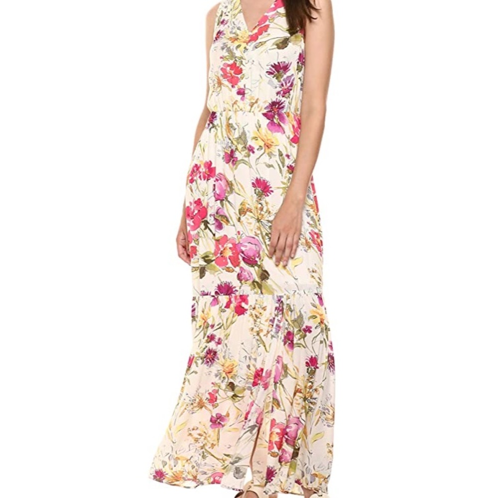 ECI New York Watercolor Floral Maxi Dress - Large